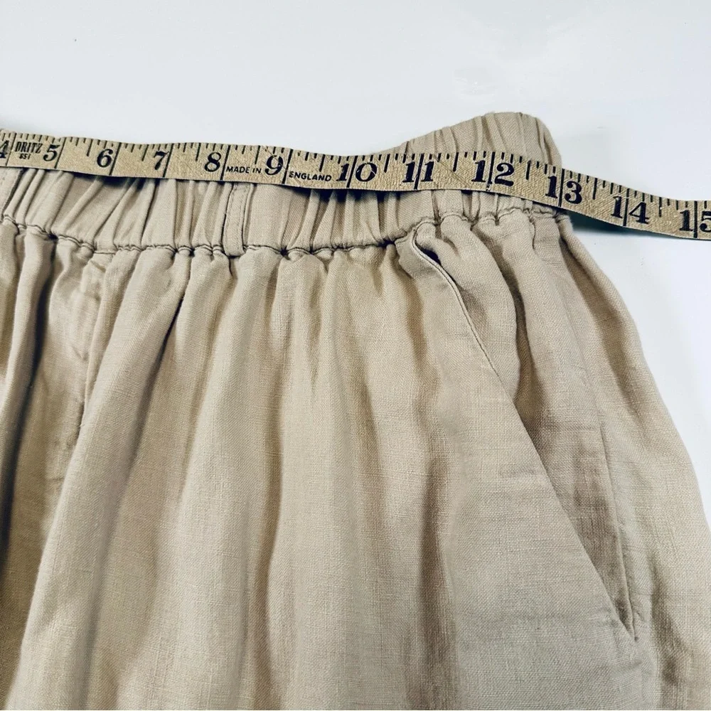 Quince 100% European Linen Cropped Pants Small Flax Elastic Waist
